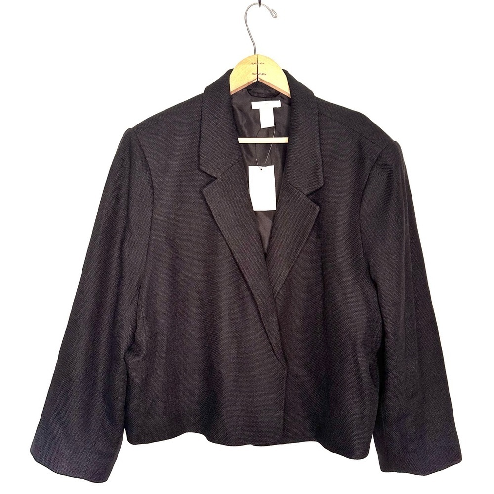 H&M | Black Textured Open Blazer Jacket Size XXL NWT